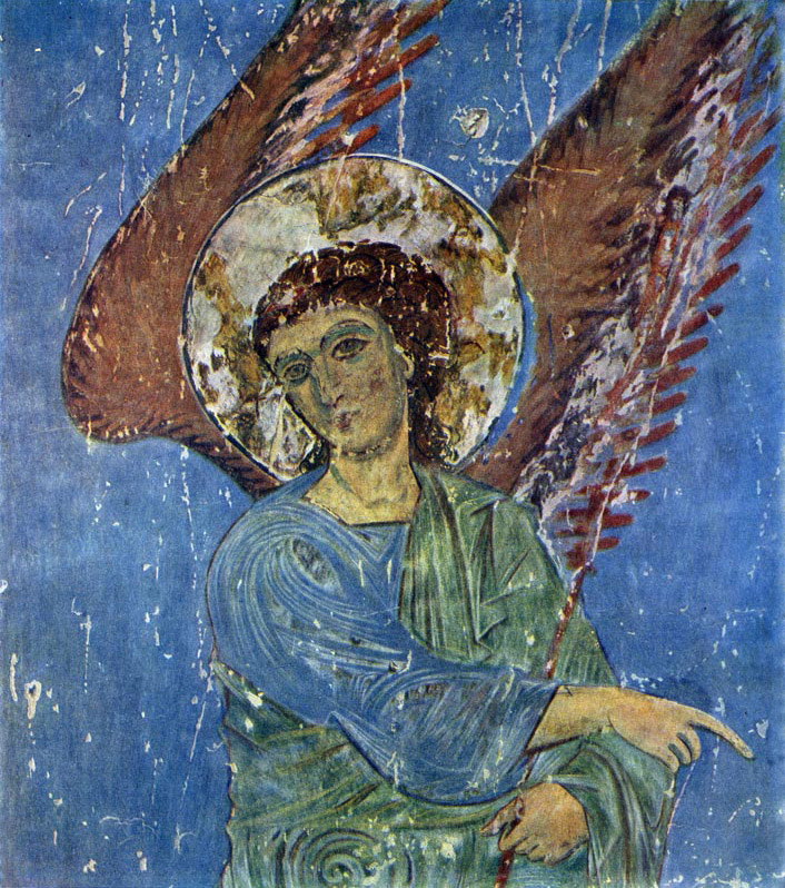 ყინწვისის ცნობილი ანგელოზის შუა საუკუნეების ფრესკის დეტალი
